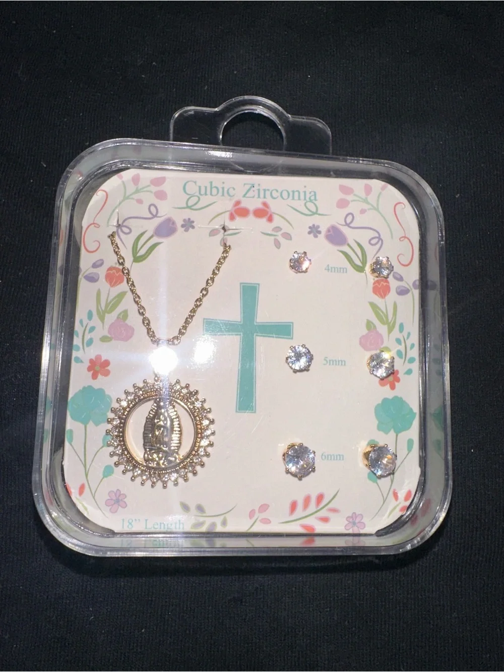 Praying Hands Pendant Necklace & Stud Earring Set — 18